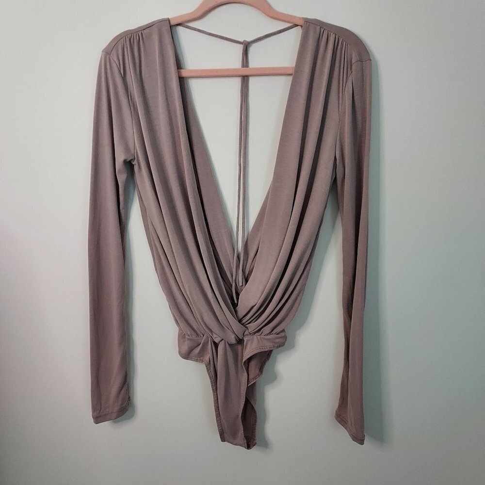 Honey Belle Long Sleeve Plunge Bodysuit